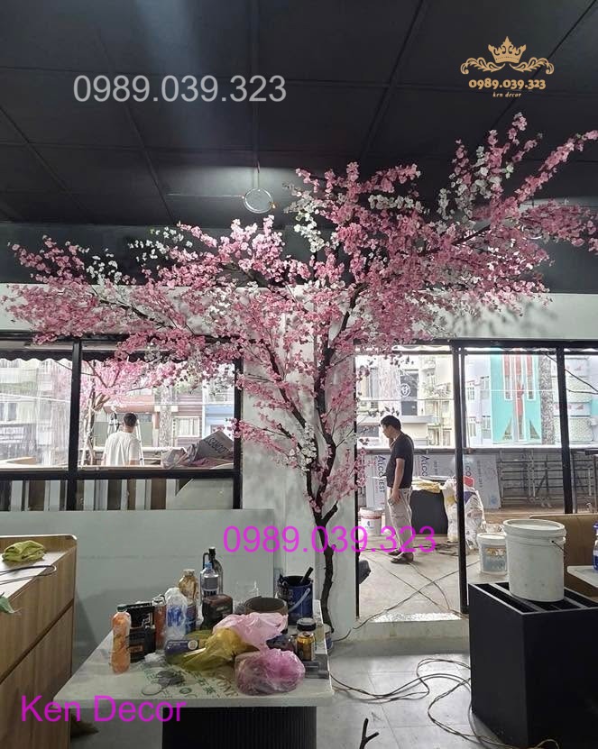 Cây Hoa Anh Đào Giả Hoa Màu Hồng